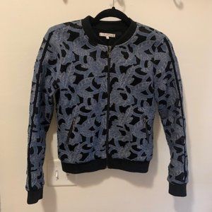 Willow & Clay Denim Jean Mesh Bomber Jacket